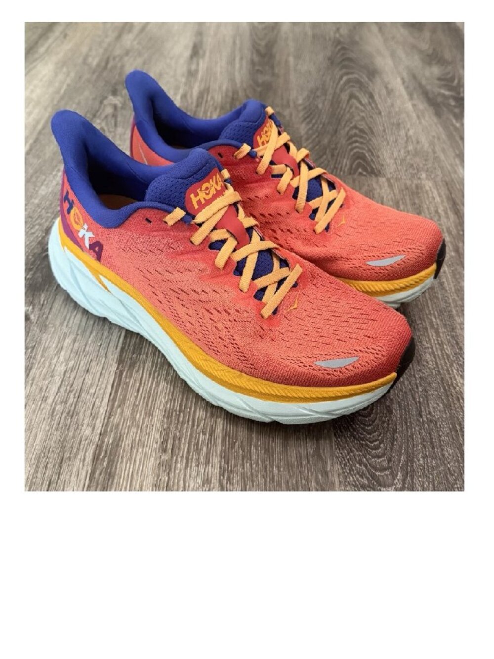 HOKA One Clifton 8 Men’s Running Shoes Orange Athletic Sneakers - Picture 7 of 7